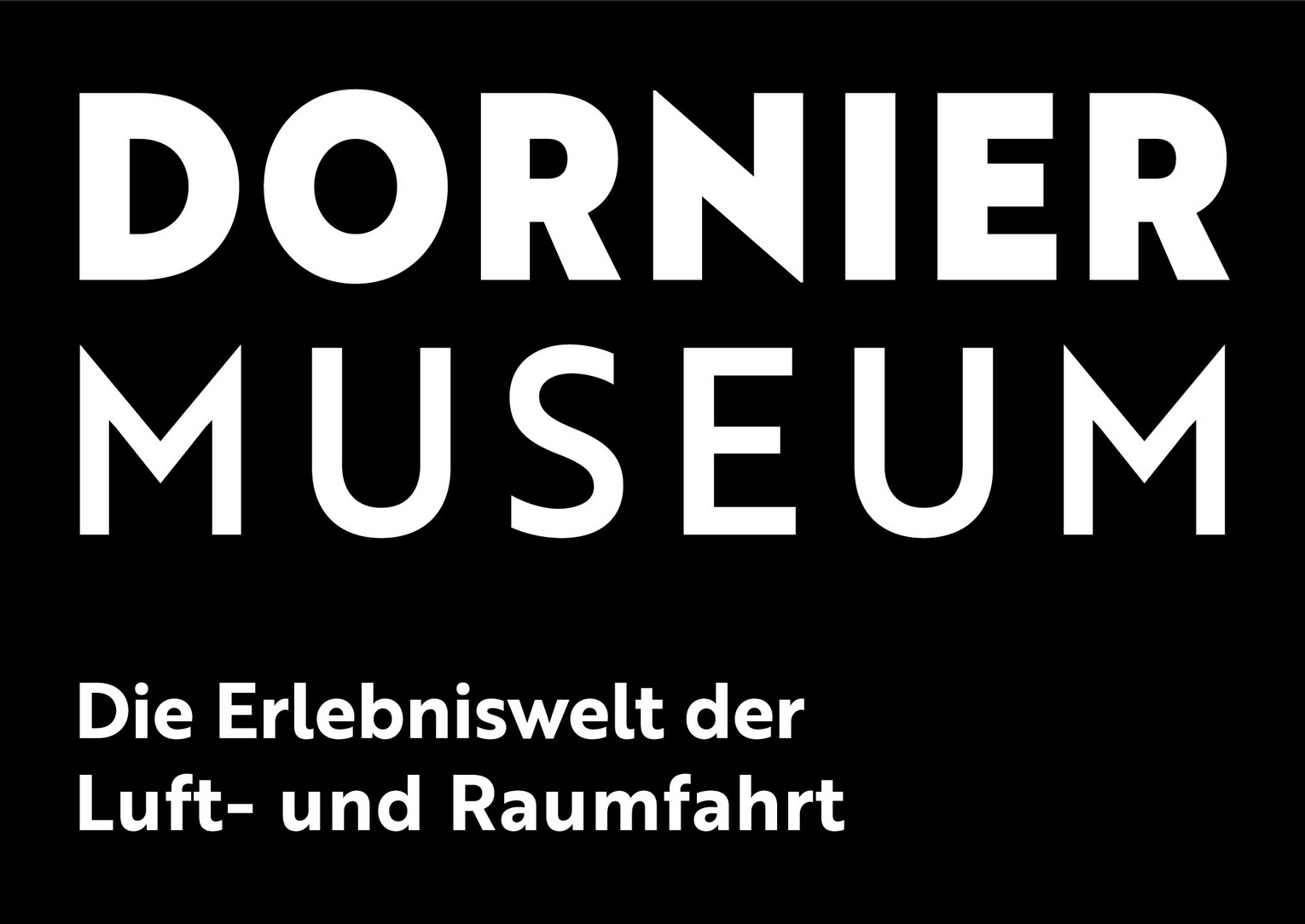 Logo des Dornier Museums schwarzer Grund, weiße Schrift.